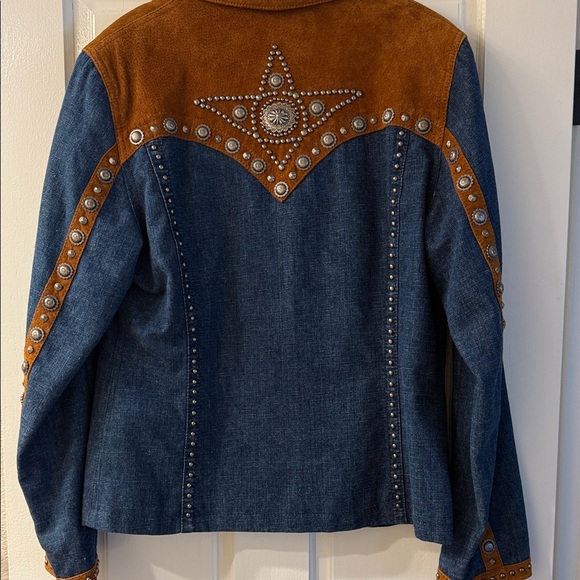 Cripple Creek Jackets & Blazers - Stunning Cripple Creek Brown Leather Jacket w/ heavy Blue Jean Fabric & Conchos